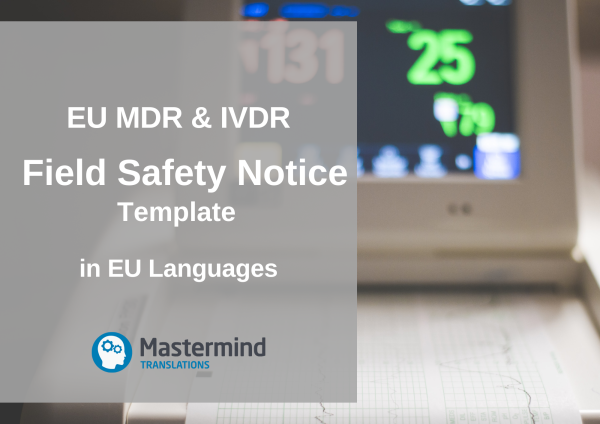 EU MDR Field Safety Notice Template in EU Languages